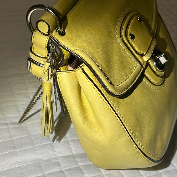 COACH 70th Anniversary Legacy Stripe Yellow Leather & Silver Willis19132 - Picture 14 of 16